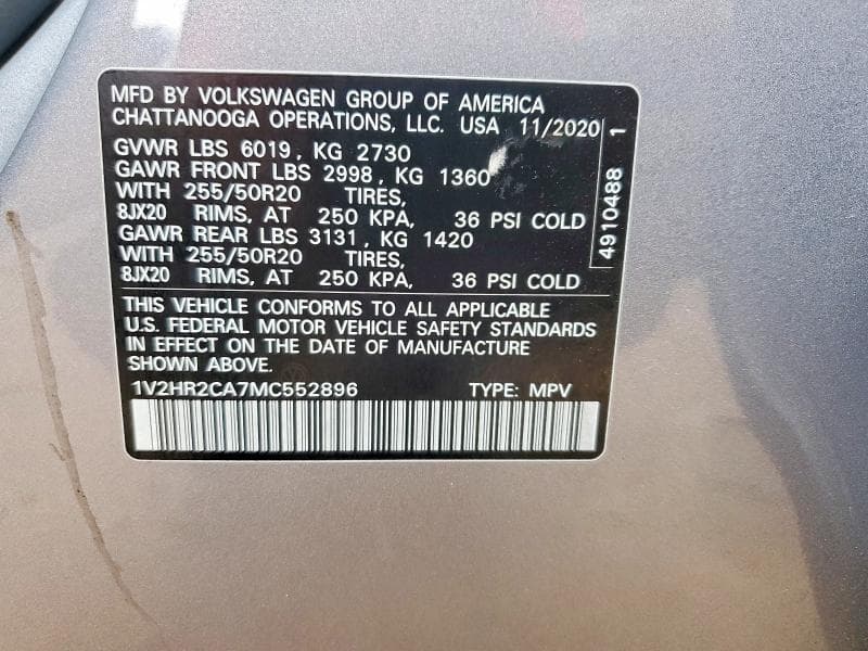2021 VOLKSWAGEN ATLAS SE 13