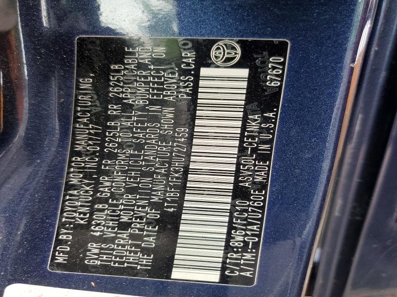 2017 TOYOTA CAMRY LE 12