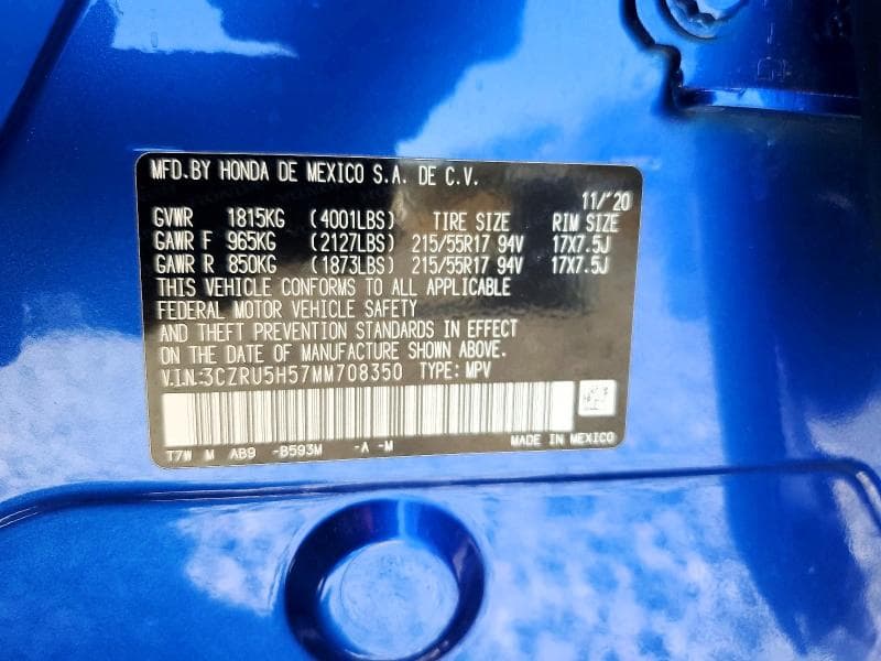 2021 HONDA HR-V EX 14