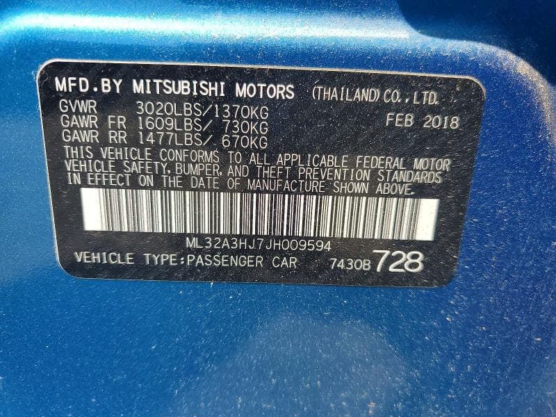 2018 MITSUBISHI MIRAGE ES 12