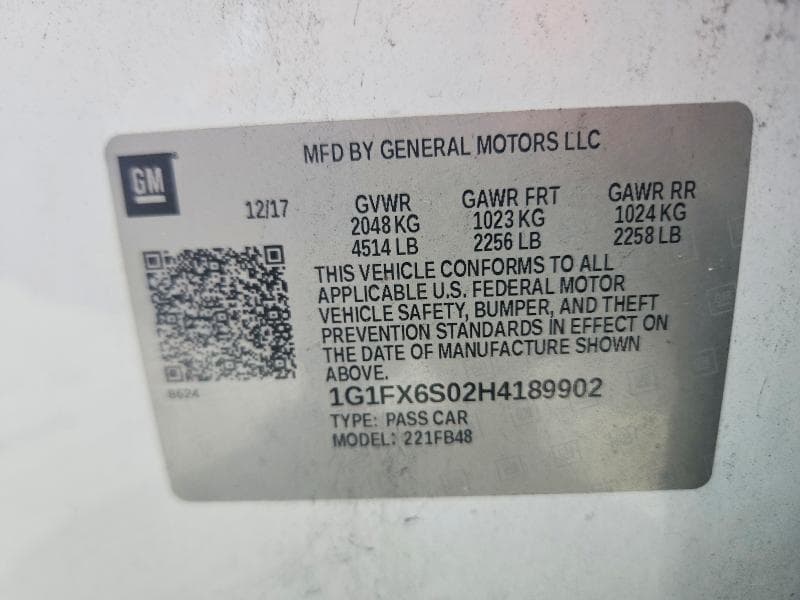 2017 CHEVROLET BOLT EV PREMIER 14
