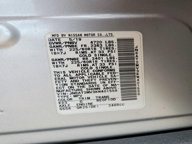 2019 NISSAN ROGUE SV 13