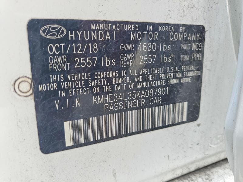 2019 HYUNDAI SONATA HYBRID LIMITED 12
