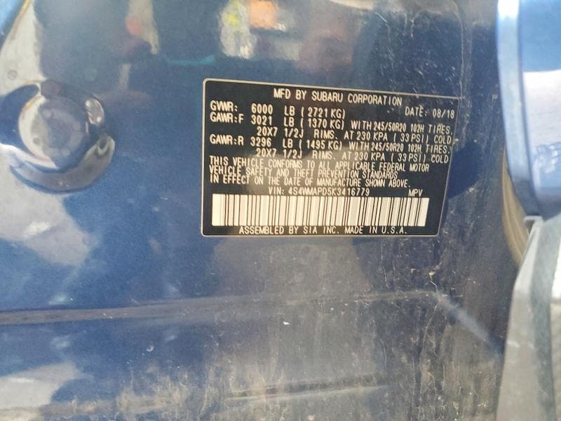2019 SUBARU ASCENT LIMITED 13