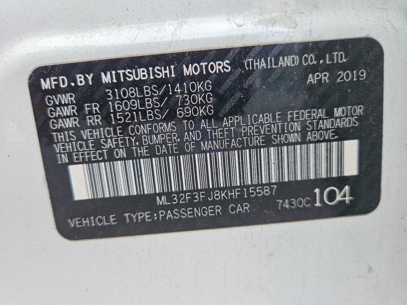 2019 MITSUBISHI MIRAGE G4 ES 12