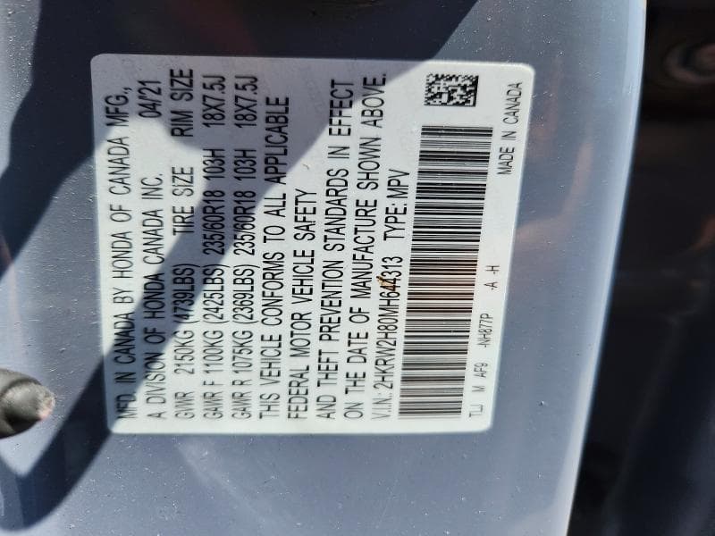 2021 HONDA CR-V EXL 14