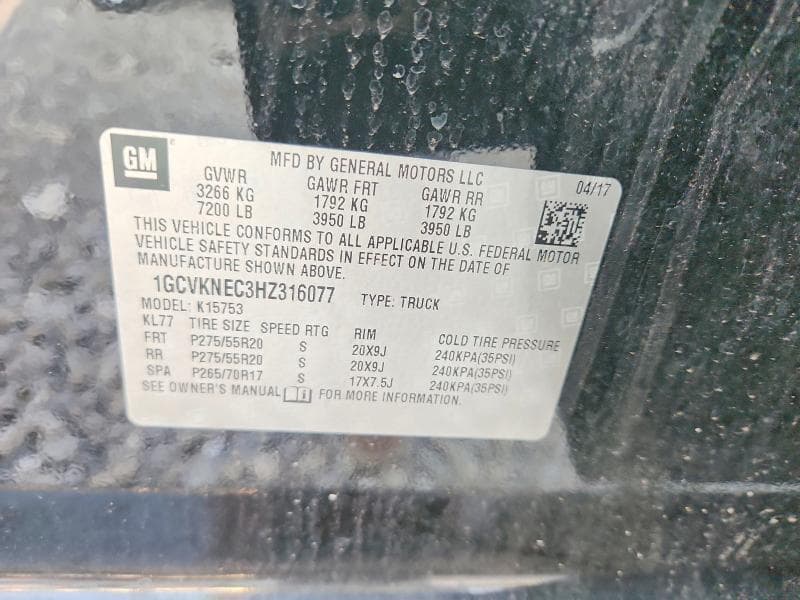 2017 CHEVROLET SILVERADO K1500 12