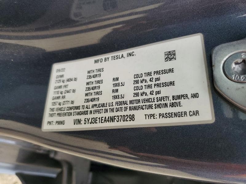 2022 TESLA MODEL 3 12