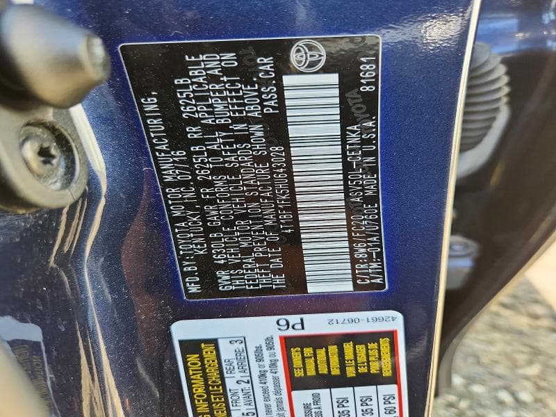 2017 TOYOTA CAMRY 12