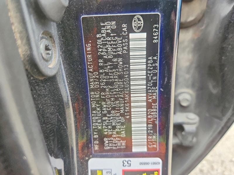 2020 TOYOTA CAMRY XSE 12