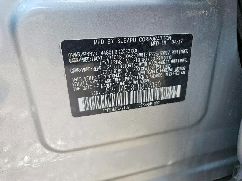 2017 SUBARU FORESTER 2.5I PREMIUM 12