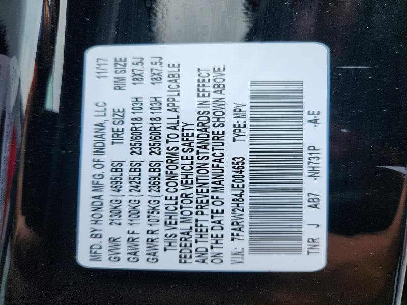 2018 HONDA CR-V EXL 14