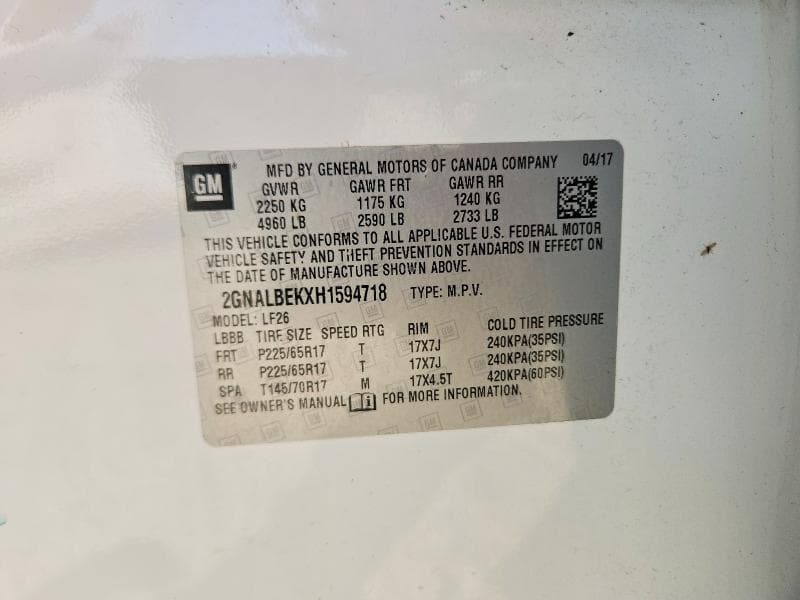 2017 CHEVROLET EQUINOX LS 14
