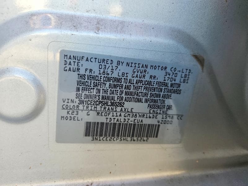 2017 NISSAN VERSA NOTE SV 12