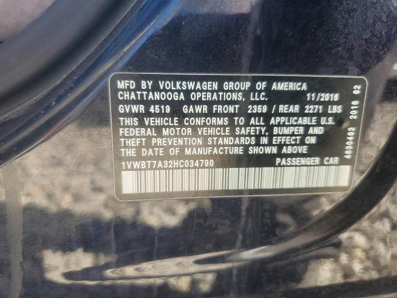 2017 VOLKSWAGEN PASSAT SE 12