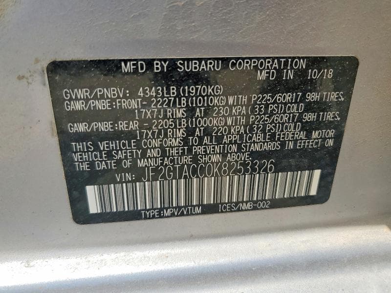 2019 SUBARU CROSSTREK PREMIUM 13