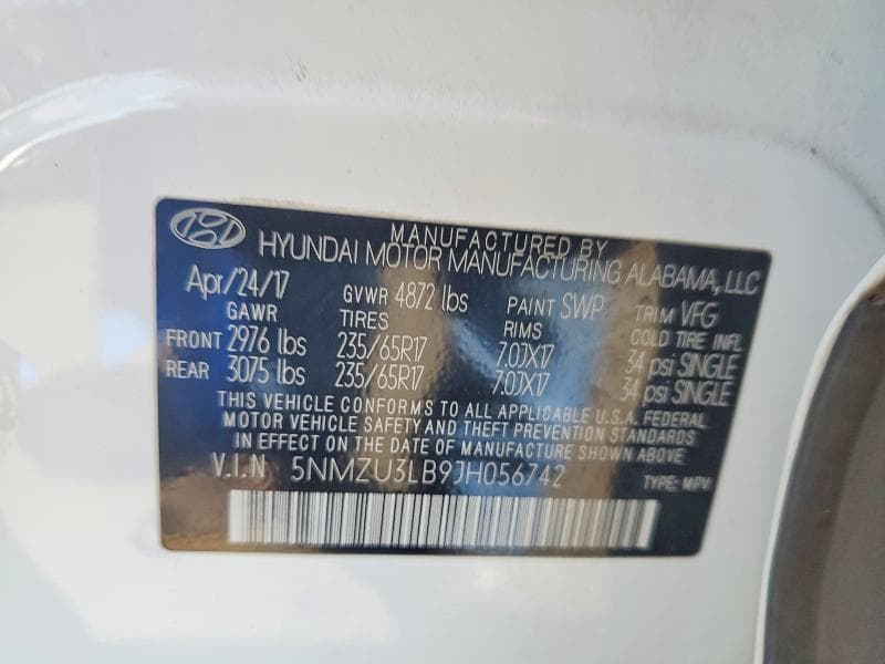 2018 HYUNDAI SANTA FE SPORT 2.4L 14
