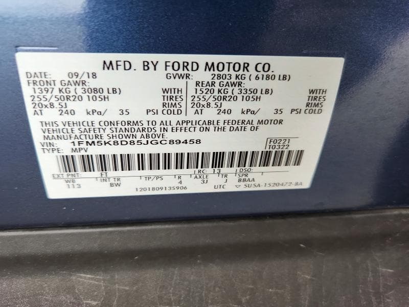 2018 FORD EXPLORER XLT 14