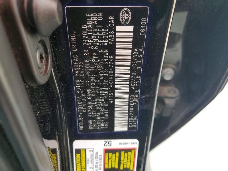 2022 TOYOTA CAMRY SE 12