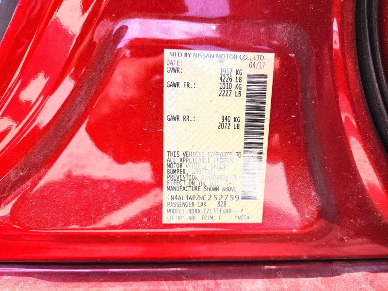2017 NISSAN ALTIMA 2.5 SV 13
