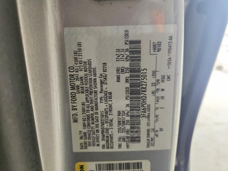 2019 FORD FUSION SE 12