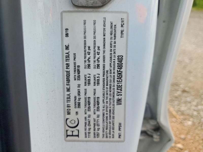 2019 TESLA MODEL 3 12