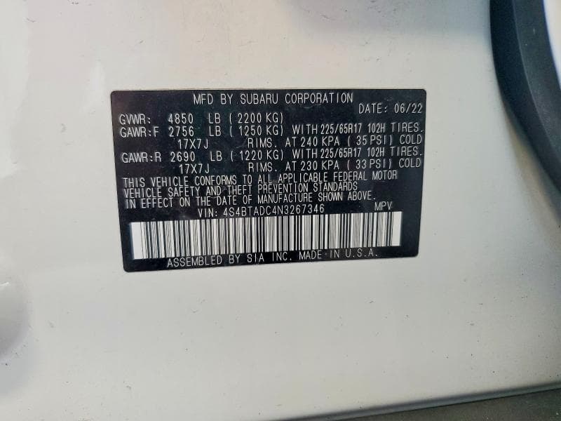 2022 SUBARU OUTBACK PREMIUM 13