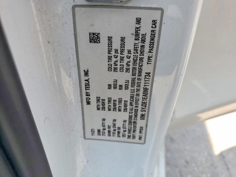2022 TESLA MODEL 3 12