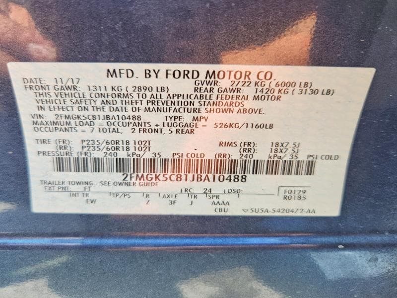 2018 FORD FLEX SEL 13