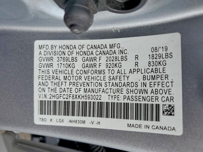 2019 HONDA CIVIC SPORT 12