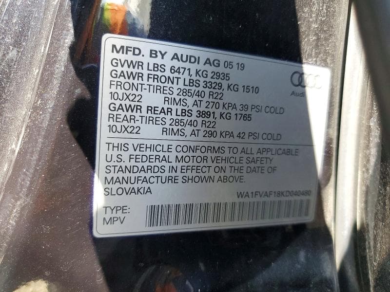 2019 AUDI Q8 PRESTIGE S-LINE 13