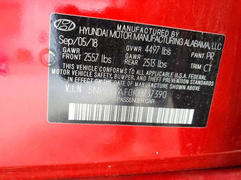 2019 HYUNDAI SONATA SPORT 12