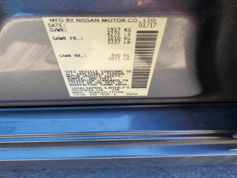 2017 NISSAN ALTIMA 2.5 SL 12