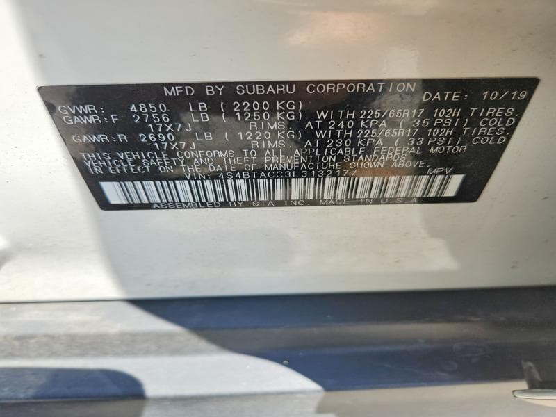 2020 SUBARU OUTBACK PREMIUM 14