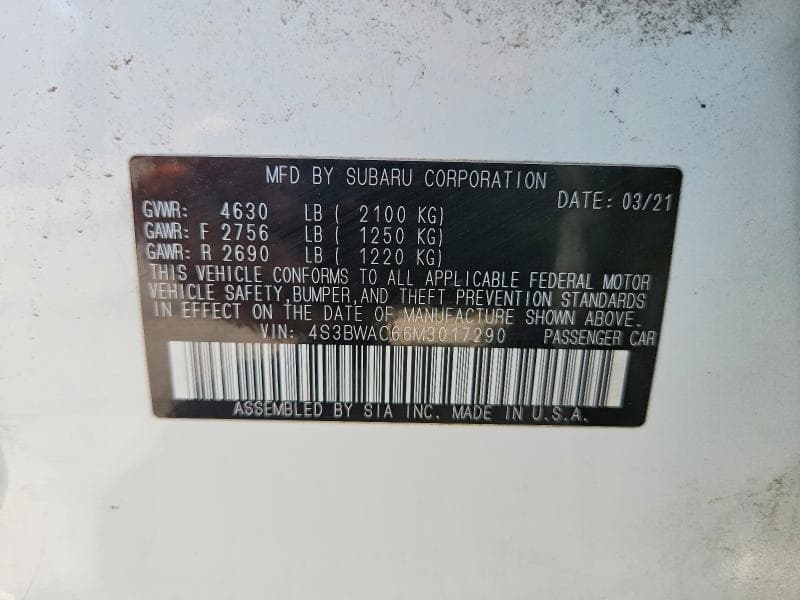 2021 SUBARU LEGACY PREMIUM 12