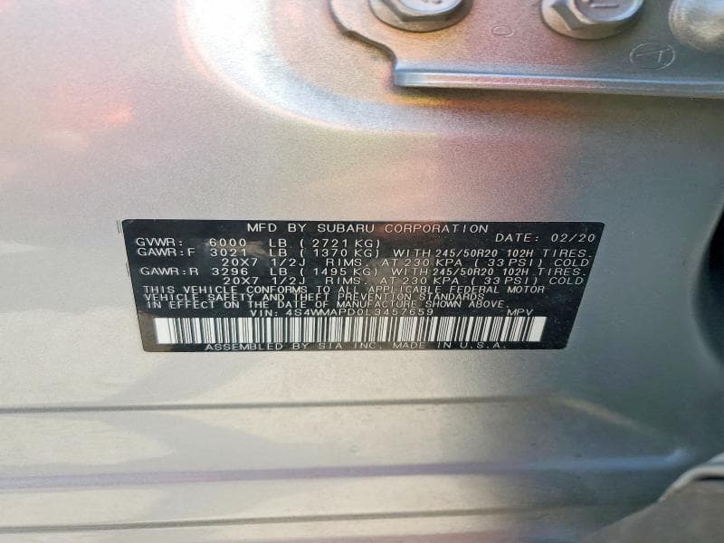2020 SUBARU ASCENT LIMITED 14