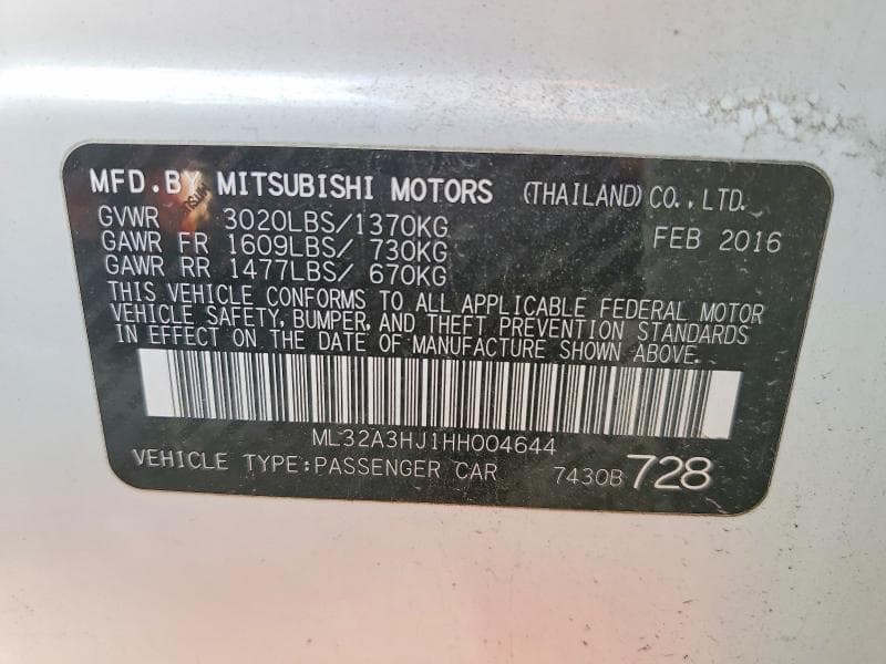 2017 MITSUBISHI MIRAGE ES 13