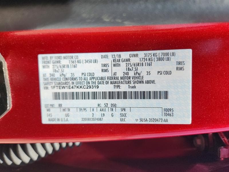 2019 FORD F150 SUPERCREW 12