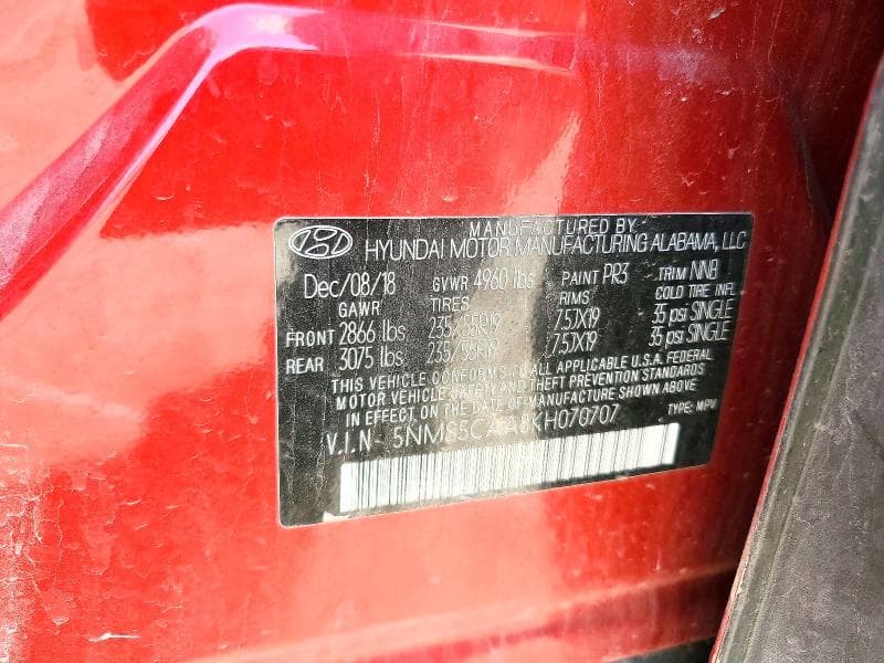 2019 HYUNDAI SANTA FE LIMITED 2.0T 13