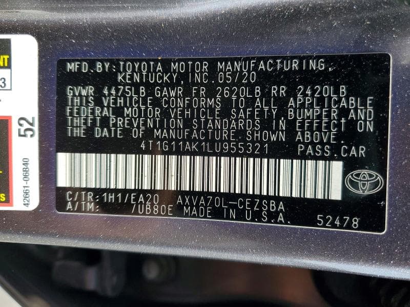 2020 TOYOTA CAMRY SE 13