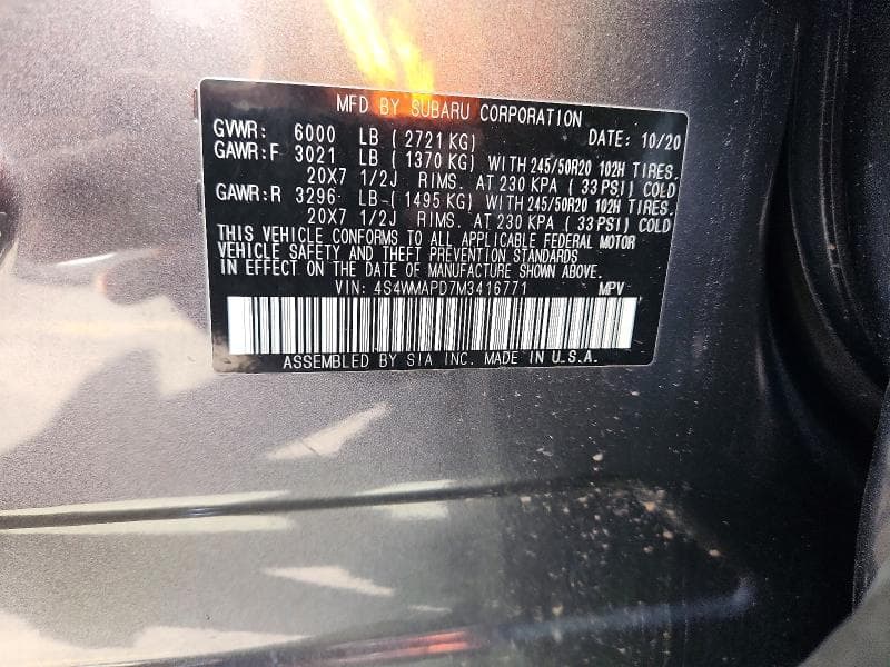 2021 SUBARU ASCENT LIMITED 13