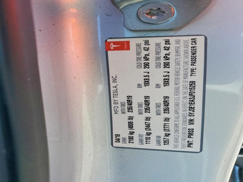 2018 TESLA MODEL 3 12