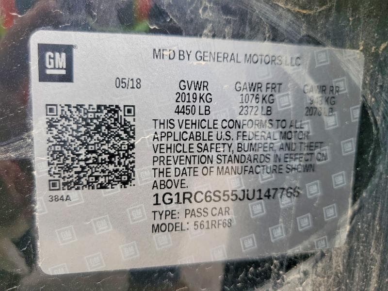 2018 CHEVROLET VOLT LT 12