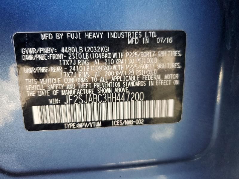 2017 SUBARU FORESTER 2.5I 14