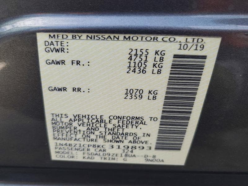 2019 NISSAN LEAF SV PLUS 14