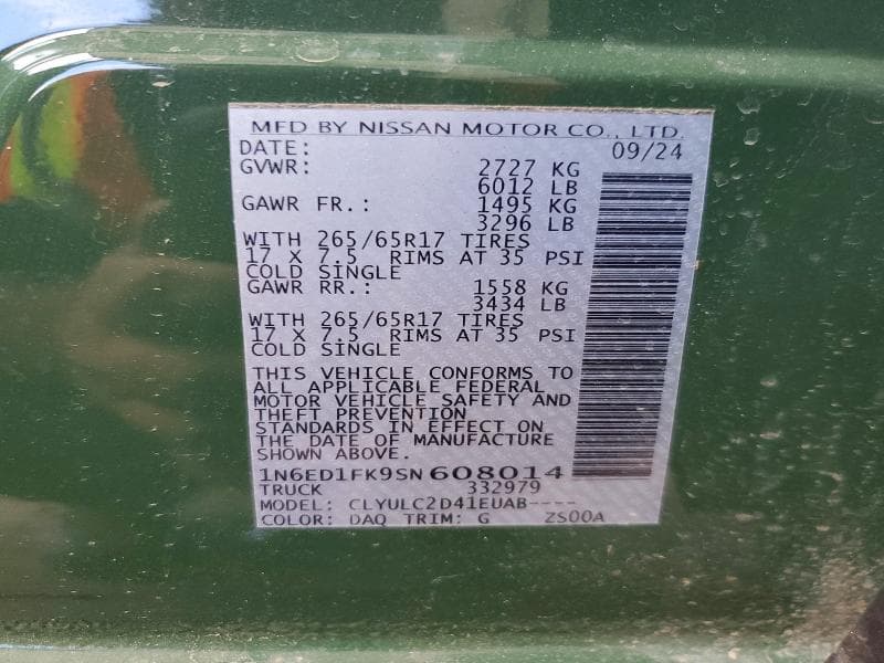 2025 NISSAN FRONTIER SV 12