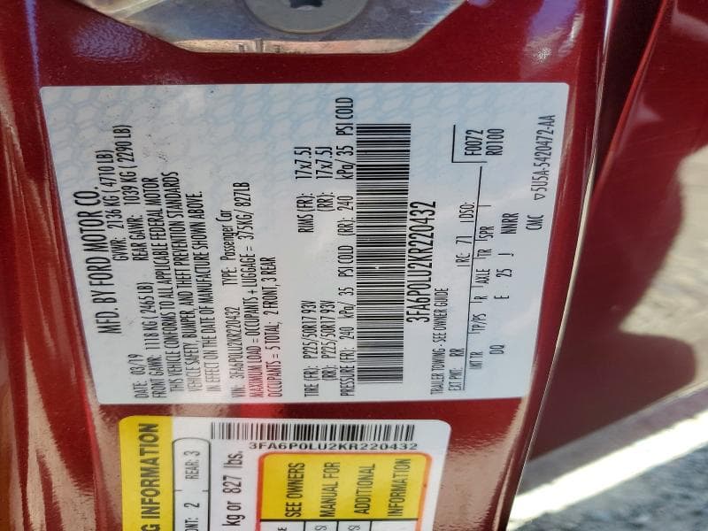 2019 FORD FUSION SE 12