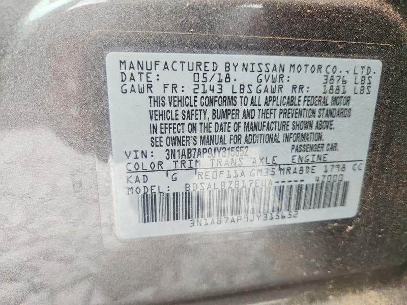 2018 NISSAN SENTRA S 13
