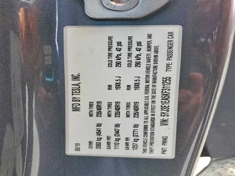 2019 TESLA MODEL 3 12