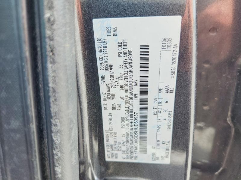 2017 FORD ESCAPE SE 12